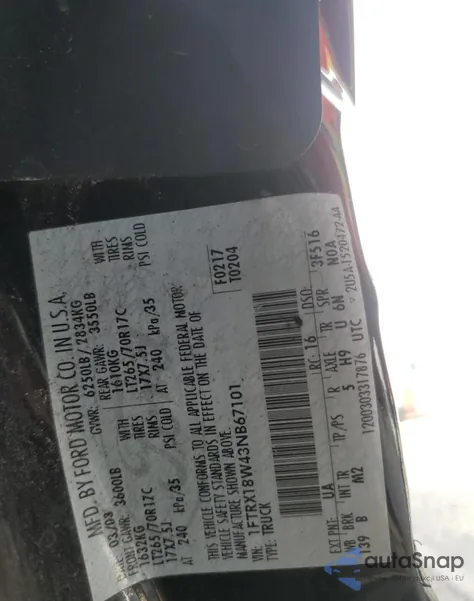 2003 Ford F150 z USA, uszkodzony, nr VIN 1FTRX18W43NB67101